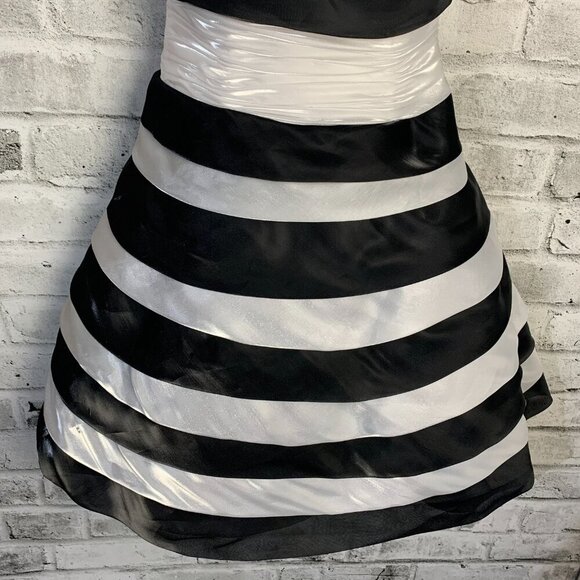 Xcite Impressions Striped Sleeveless Fit & Flair Tulle Formal Mini Dress - Picture 4 of 16
